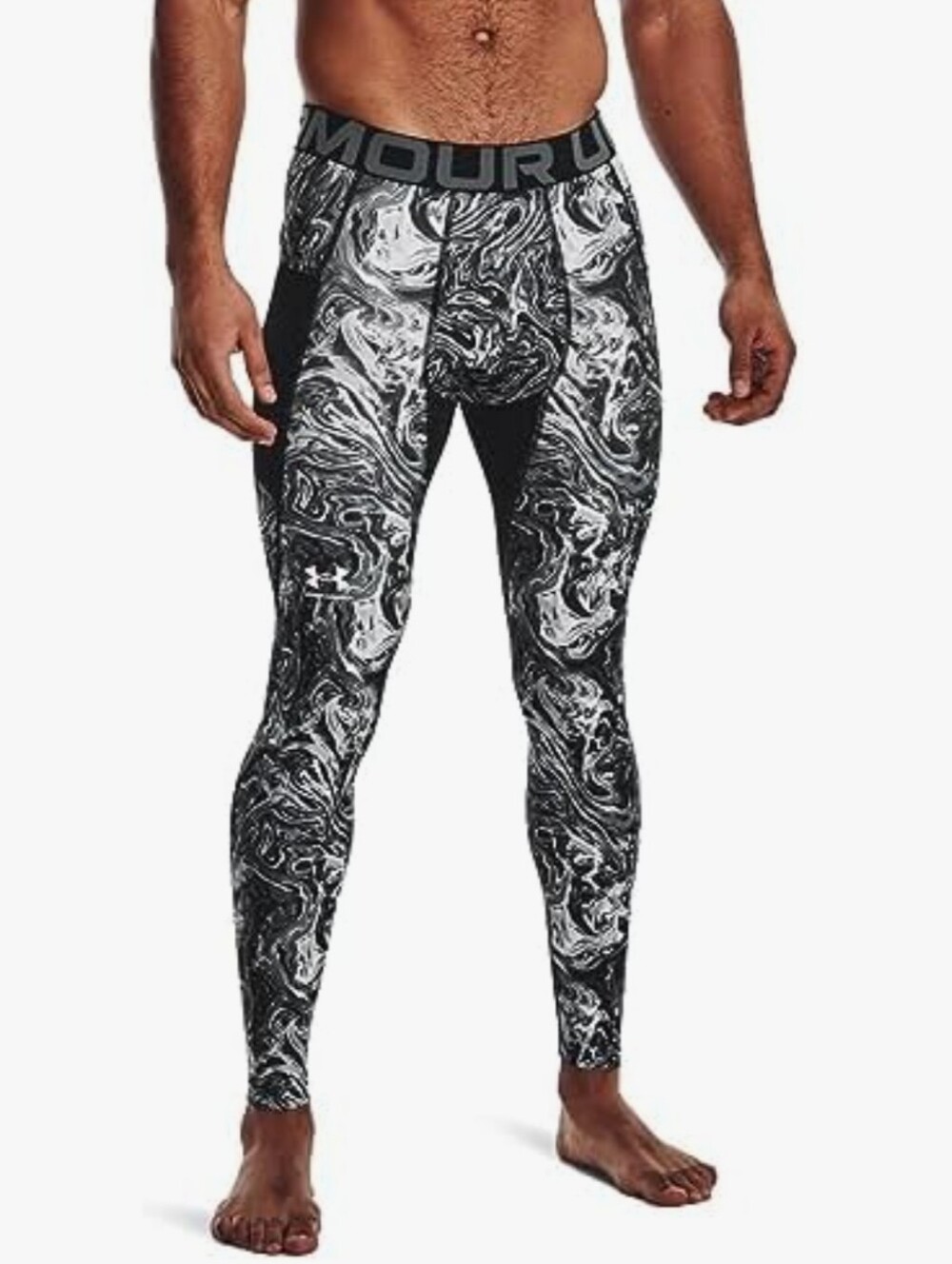 UNDER ARMOUR | Men's Black/Grey HeatGear Printed Compression Leggings